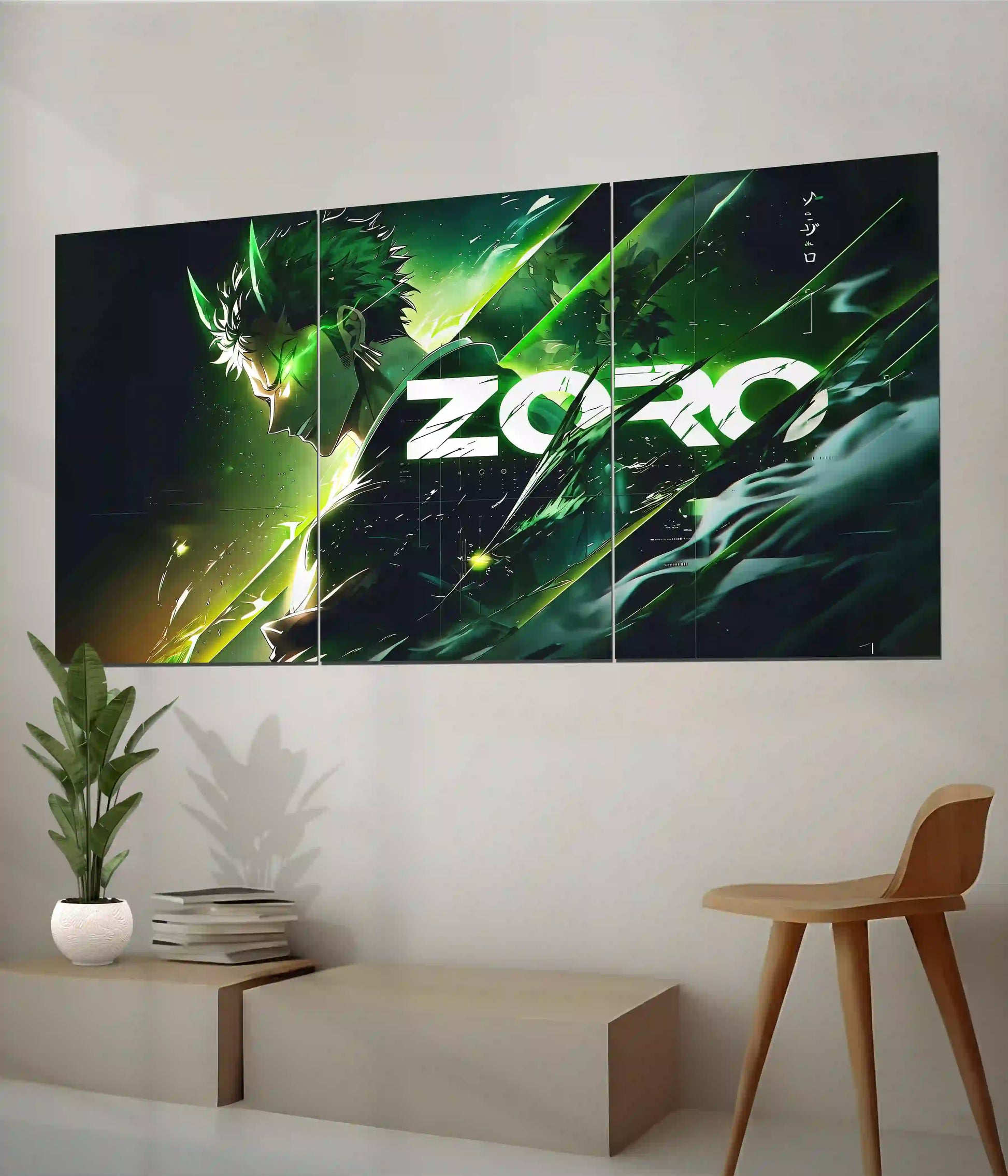 Roronoa Zoro Neon Blade Split Poster Side Look - Everanta