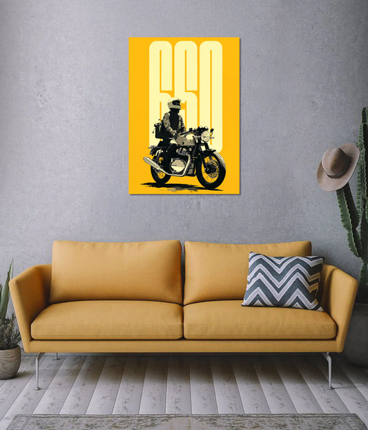 Royal Enfield 650 – Minimal Rider Wall Poster on Wall - Everanta