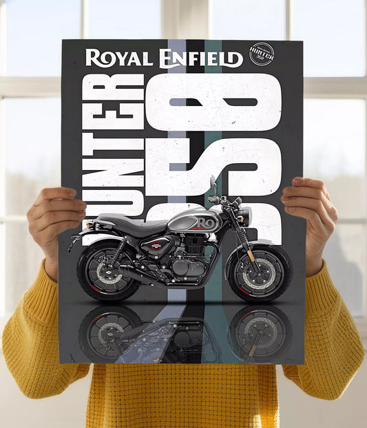 Royal Enfield Hunter 350 Wall Poster Holding Image - Everanta