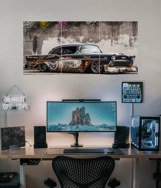 Rustic Chevy Classic – Vintage Car Split Poster - Everanta