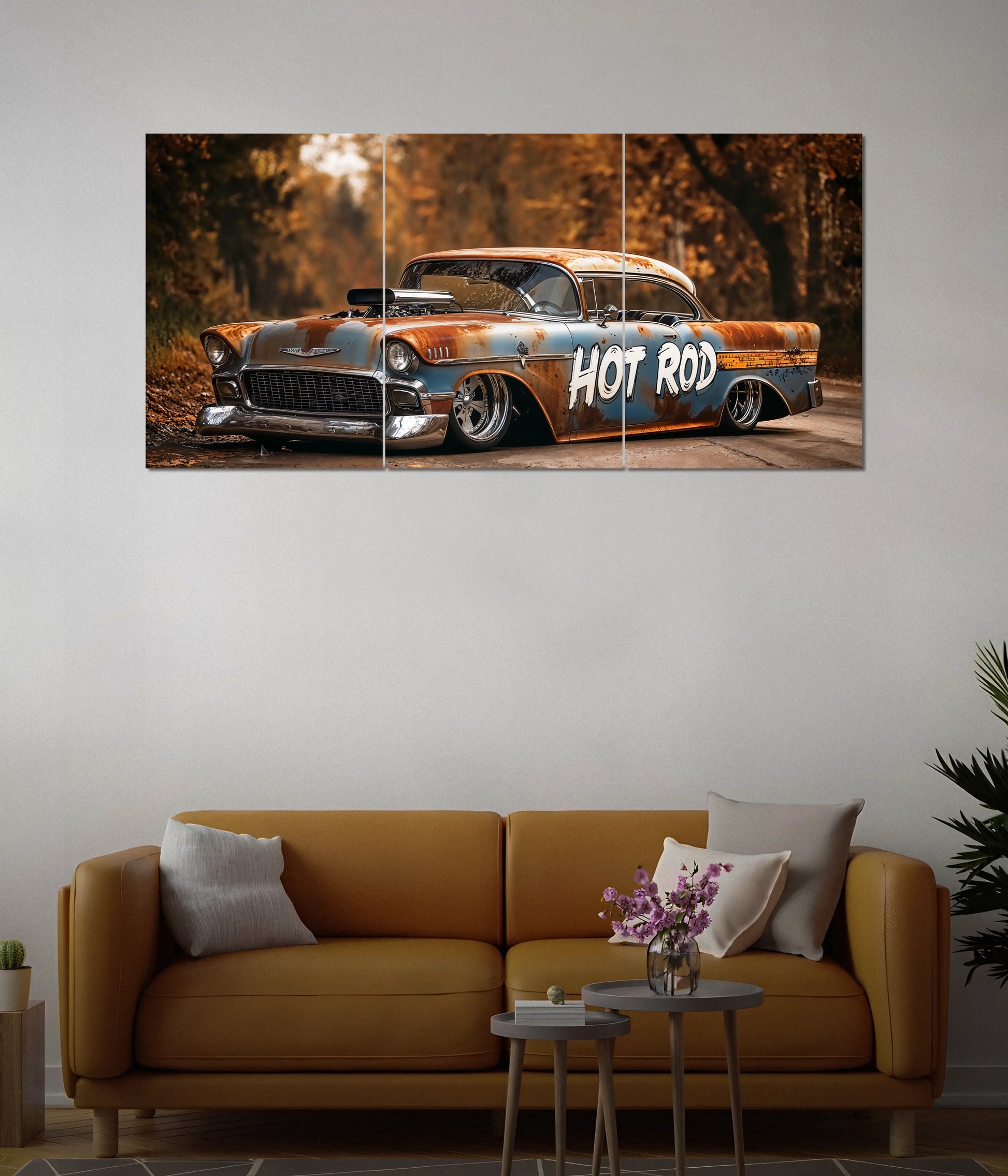 Rustic Hot Rod – Vintage Muscle Car Split Wall Poster Main Image - Everanta