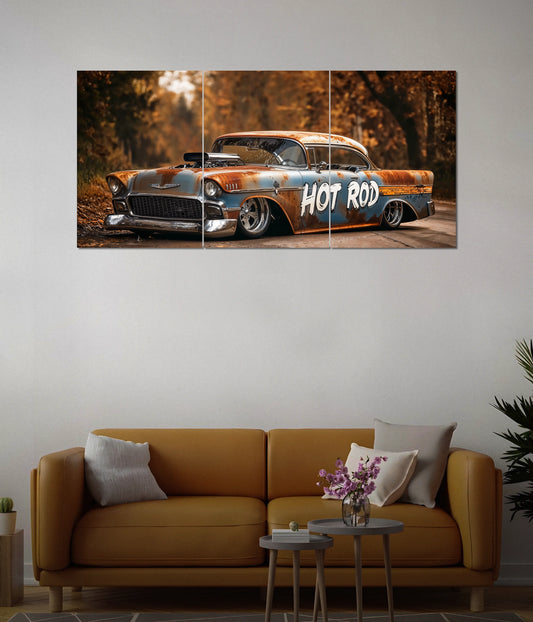 Rustic Hot Rod – Vintage Muscle Car Split Wall Poster Main Image - Everanta