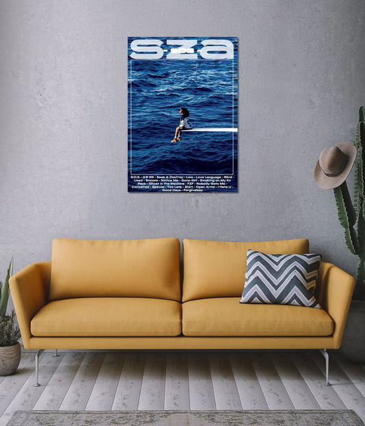 SZA SOS Ocean Aesthetic Wall Poster on Wall - Everanta