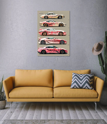Sakura Cars Collection – Japanese Blossom Supercar Poster on Wall - Everanta