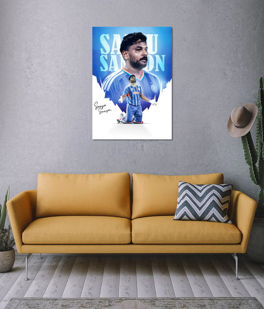 Sanju Samson Cricket Star Wall Poster on Wall - Everanta