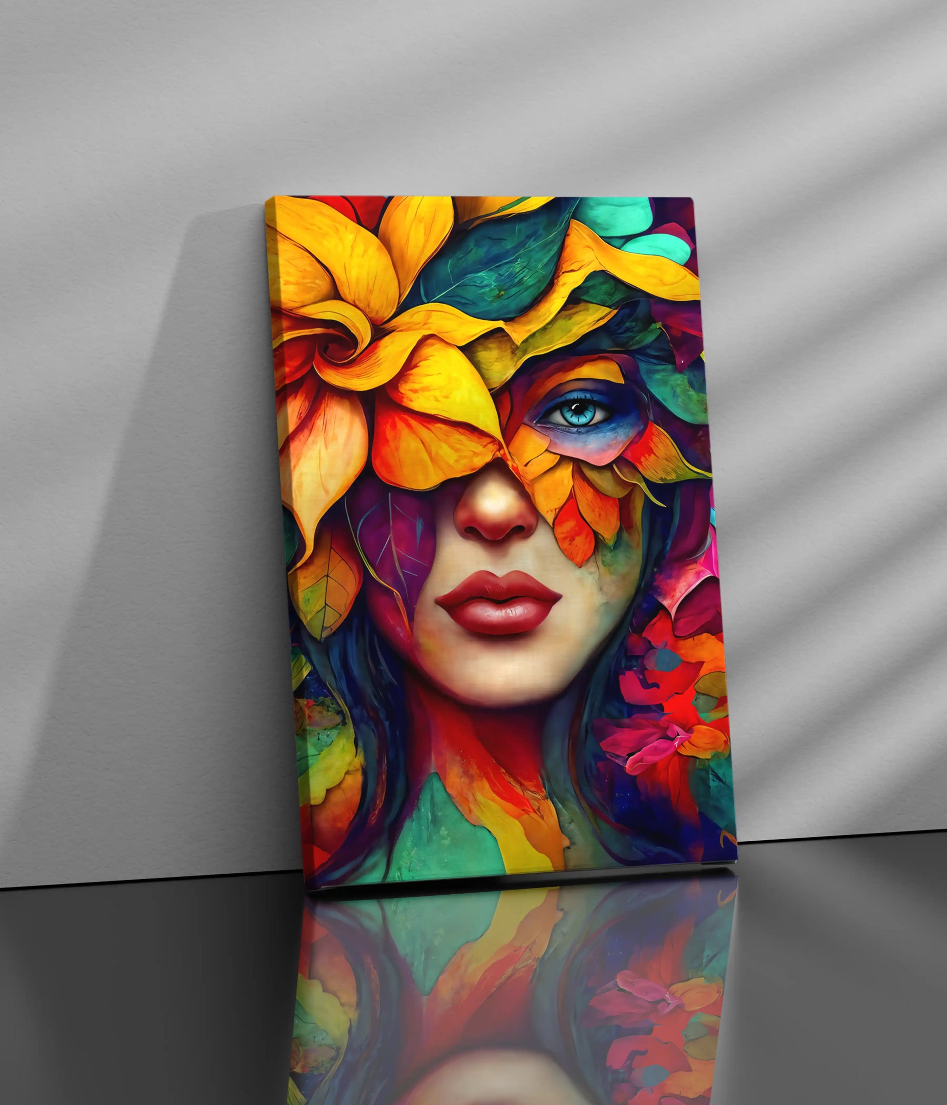Serenity Bloom – Floral Portrait Canvas Print Side Look - Everanta