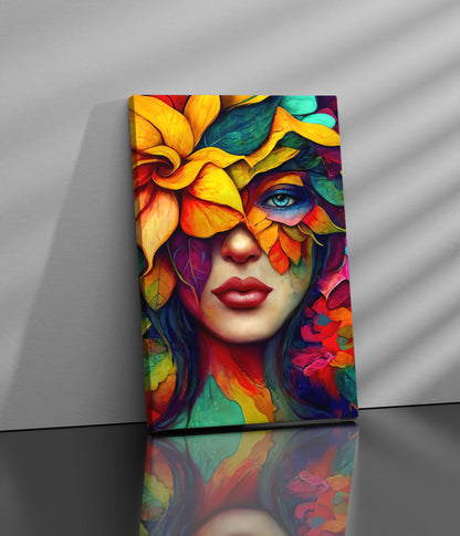 Serenity Bloom – Floral Portrait Canvas Print Side Look - Everanta