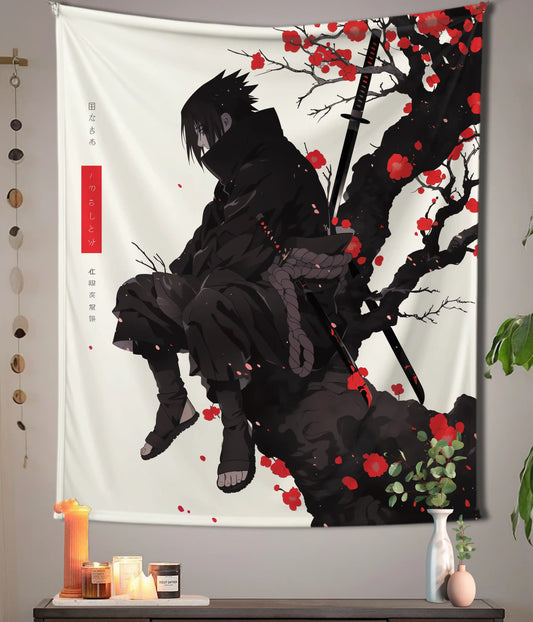 Shadowed Uchiha – Sakura Night Anime Tapestry Main Image - Everanta