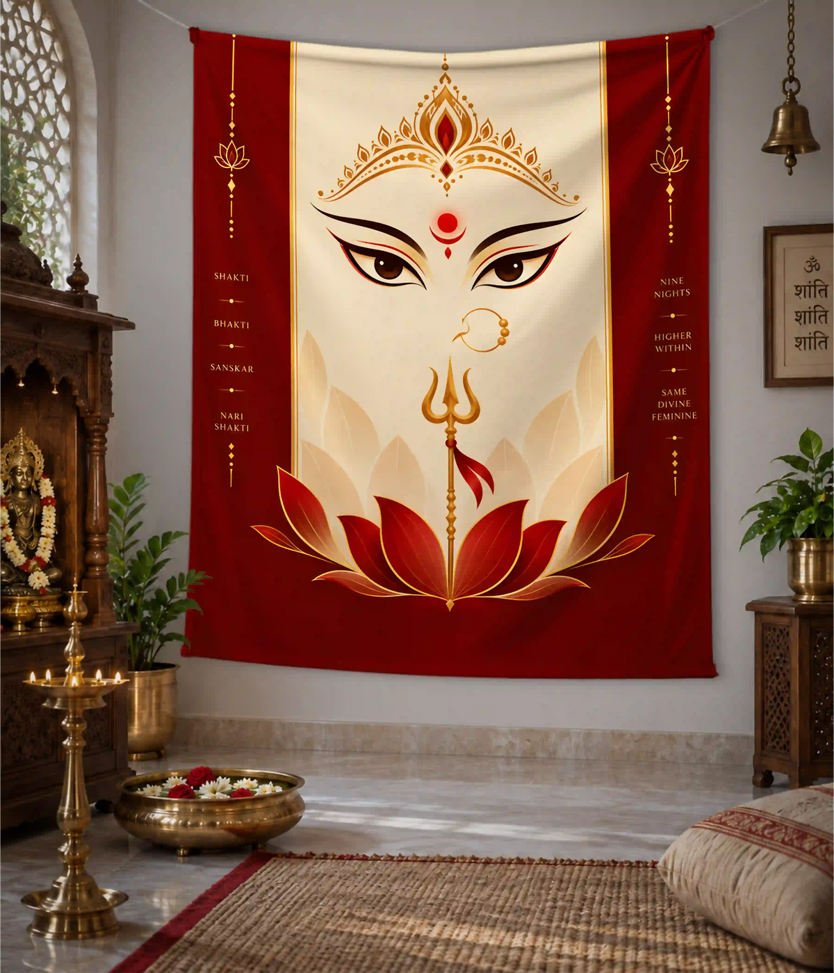 Shakti Bhakti Maa Durga Wall Tapestry - Everanta