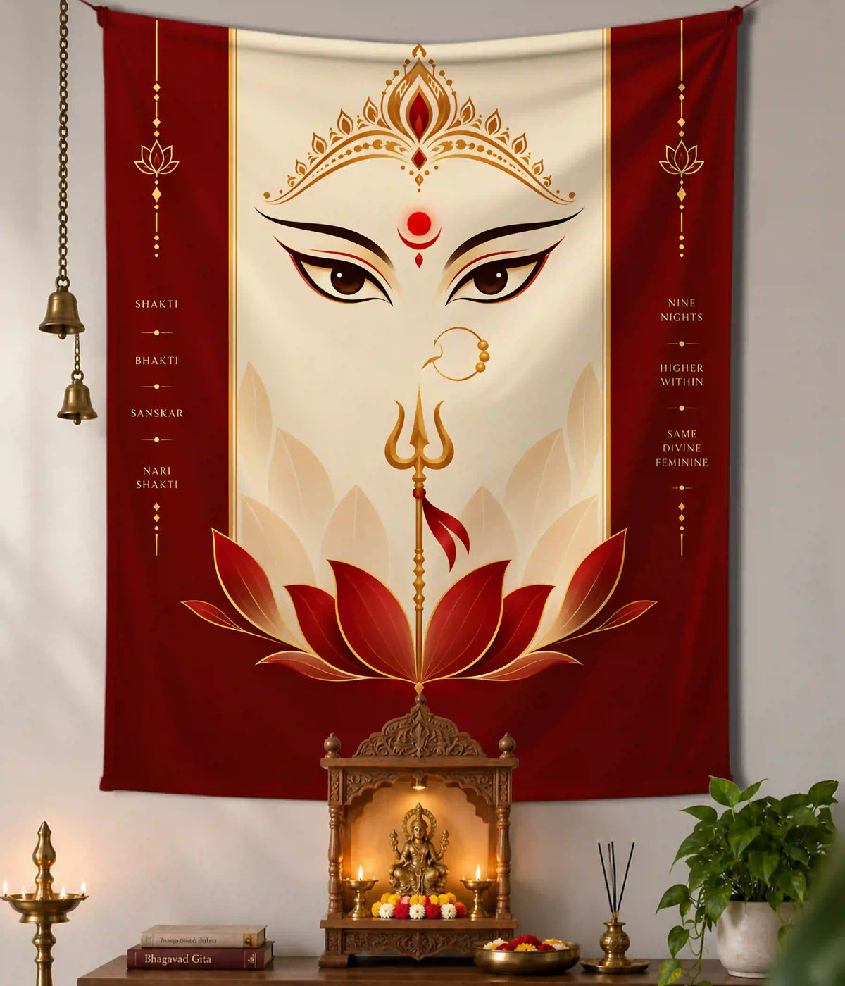 Shakti Bhakti Maa Durga Wall Tapestry Main Image - Everanta