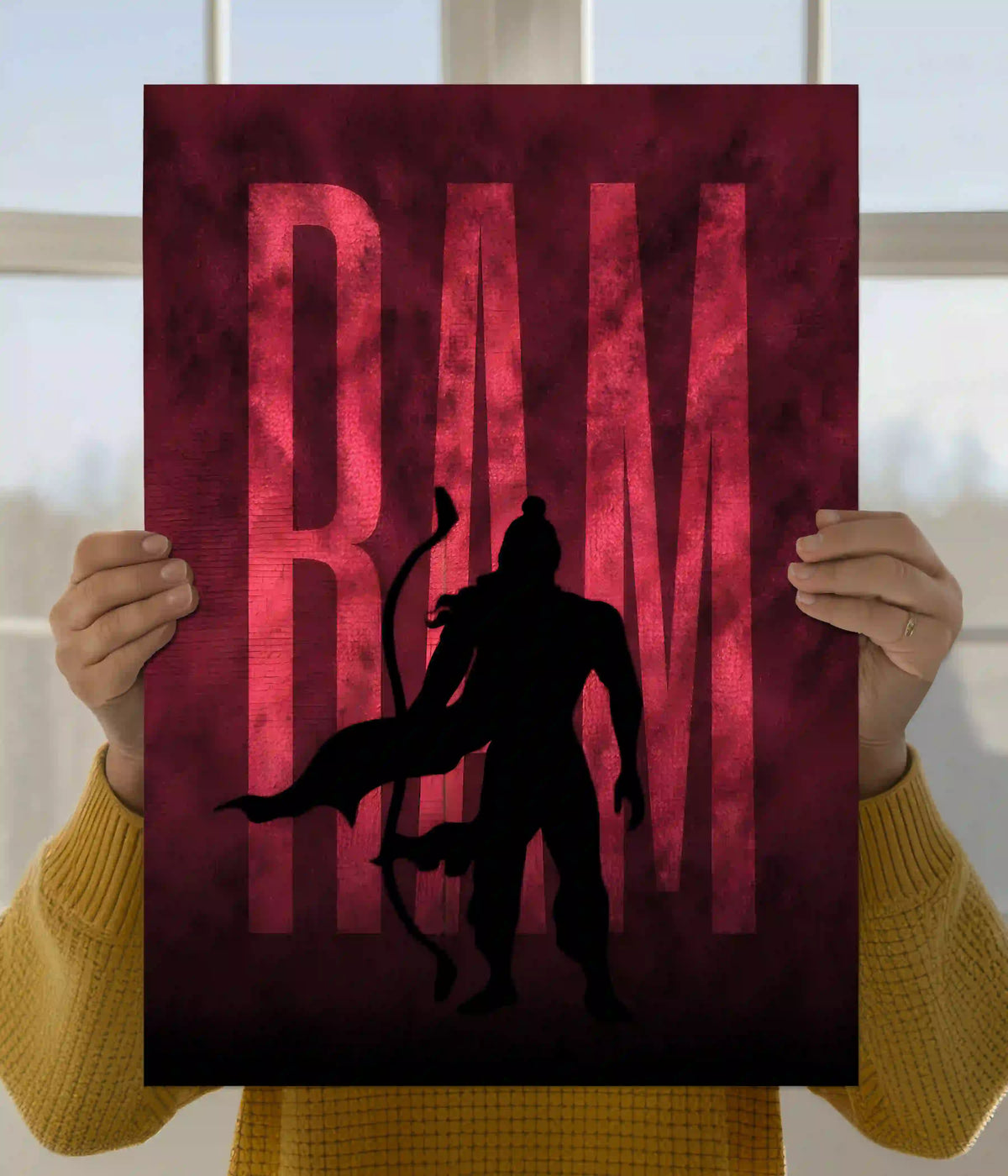Shri Ram Divine Warrior Silhouette Wall Poster Main Image - Everanta