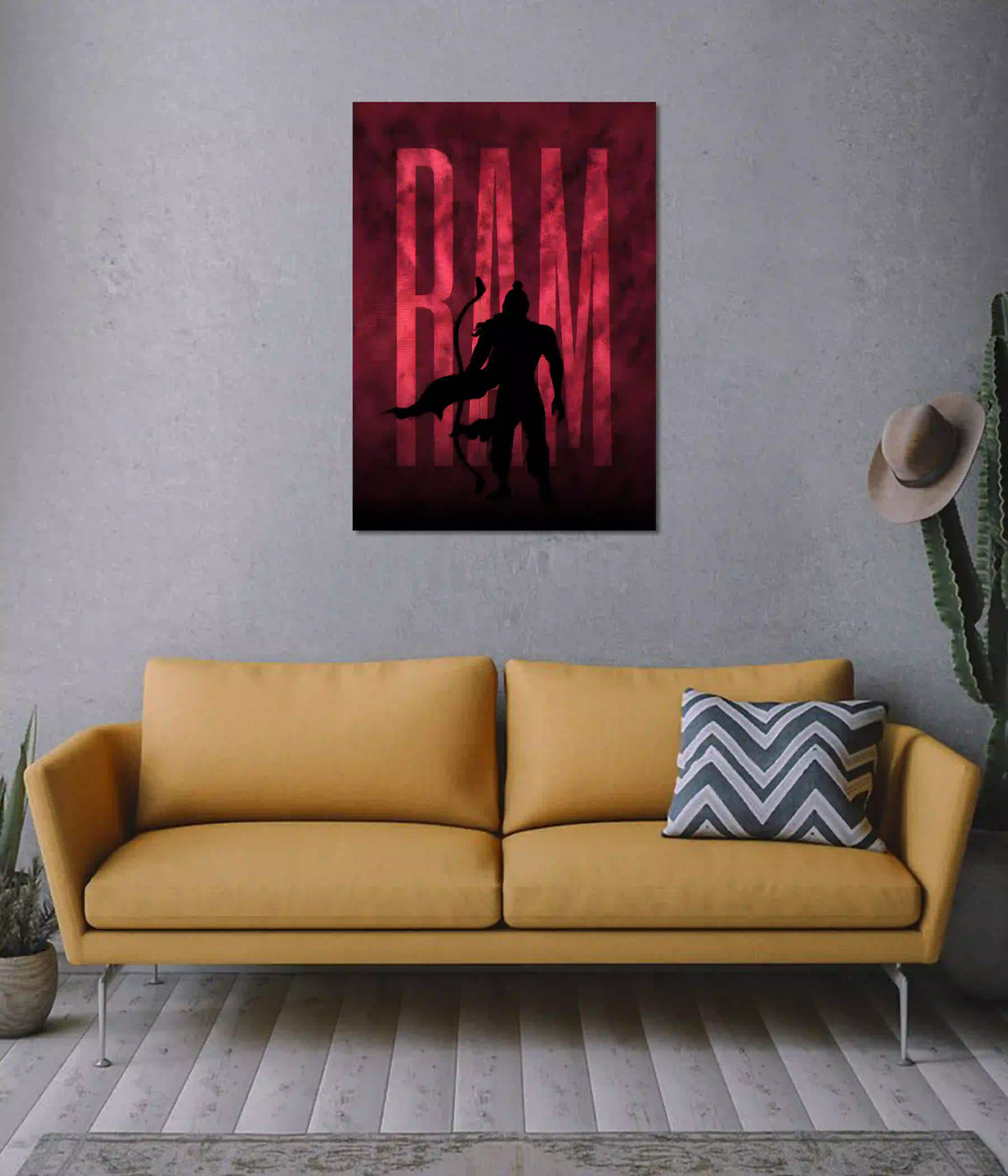 Shri Ram Divine Warrior Silhouette Wall Poster on Wall - Everanta
