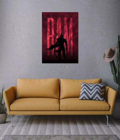 Shri Ram Divine Warrior Silhouette Wall Poster on Wall - Everanta