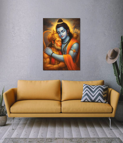 Shri Ram and Hanuman Wall Poster on Wall - Everanta