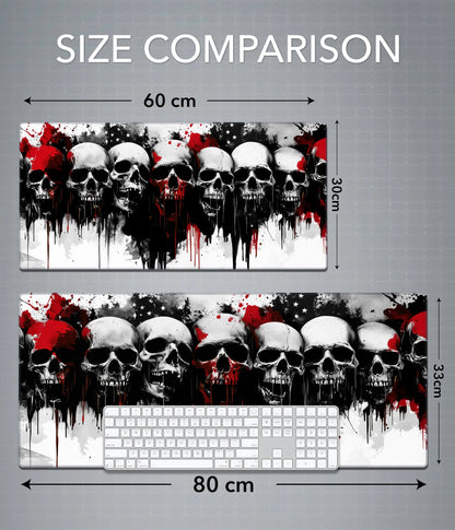 Skull Fury Desk Mat – Extended Gaming Mouse Pad Size Comparison - Everanta