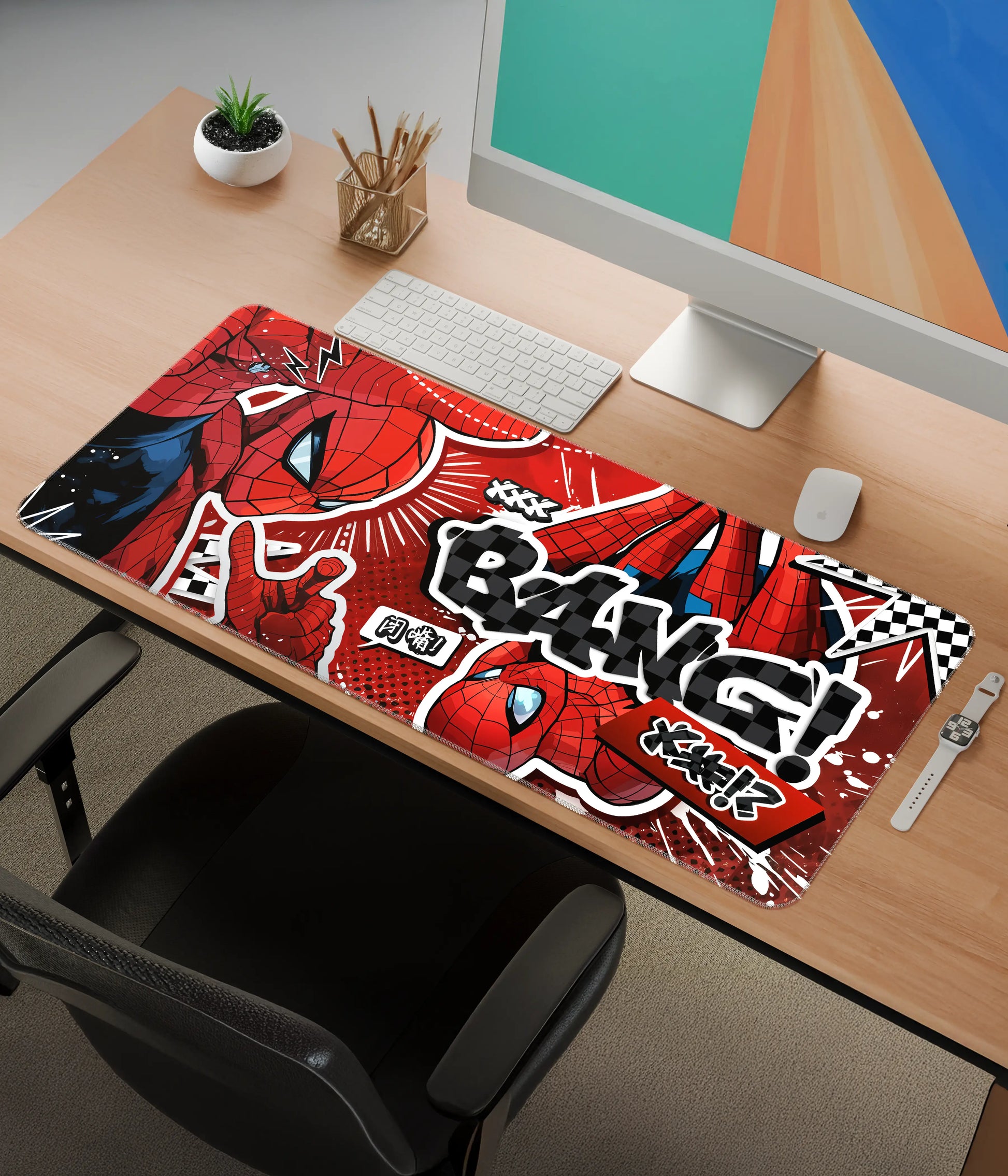Spider-Man Bang! Desk Mat – Extended Gaming Pad Side View - Everanta