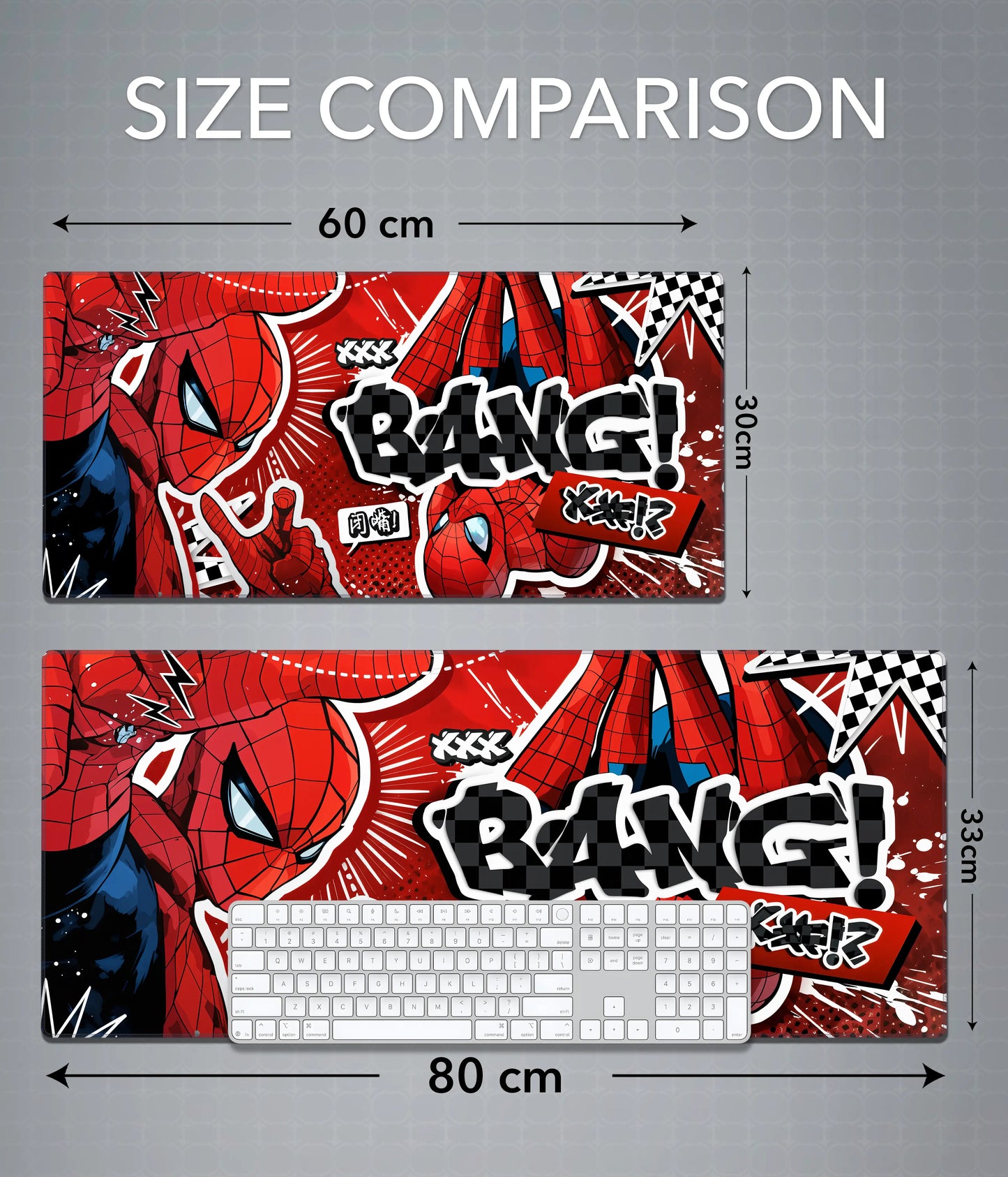 Spider-Man Bang! Desk Mat – Extended Gaming Pad Size Comparison - Everanta