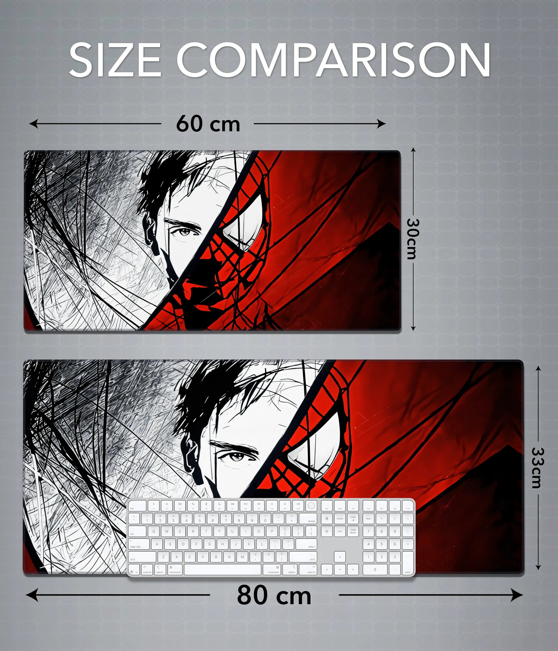 Spider-Man Desk Mat – Extended Gaming Mouse Pad Size Comparison - Everanta