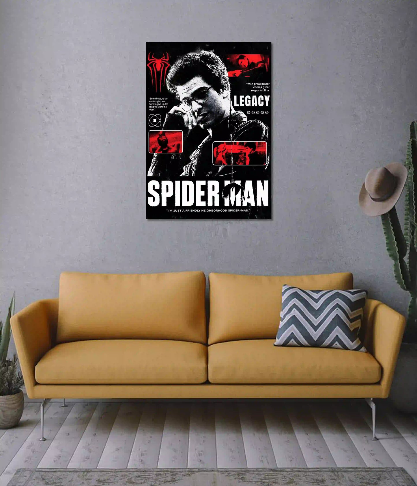 Spider-Man Legacy Vintage Collage Wall Poster on Wall - Everanta