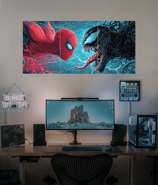 Spider-Man vs Venom – Epic Face-Off Split Wall Poster Main Image - Everanta