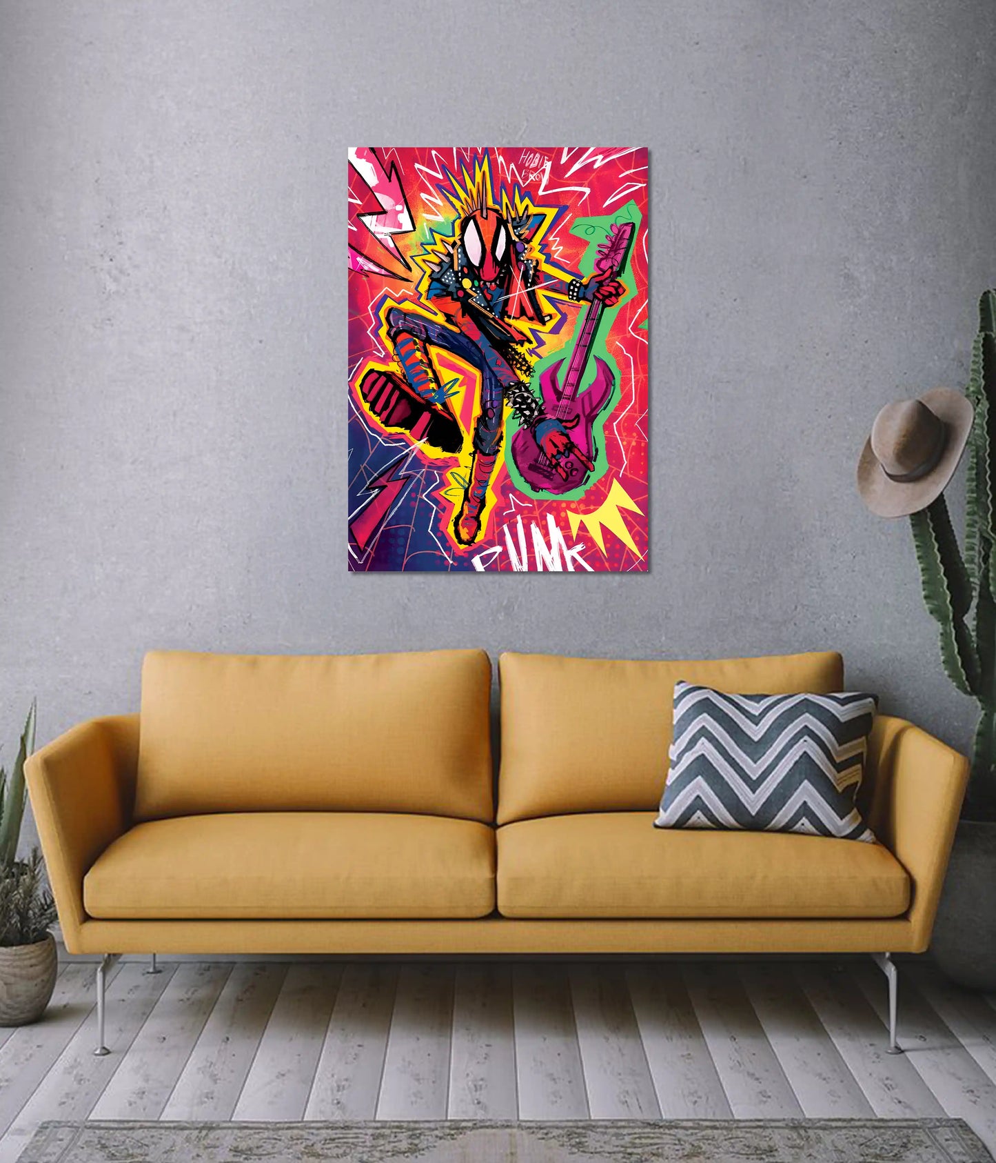 Spider-Punk Poster – Vibrant Graffiti on Wall - Everanta