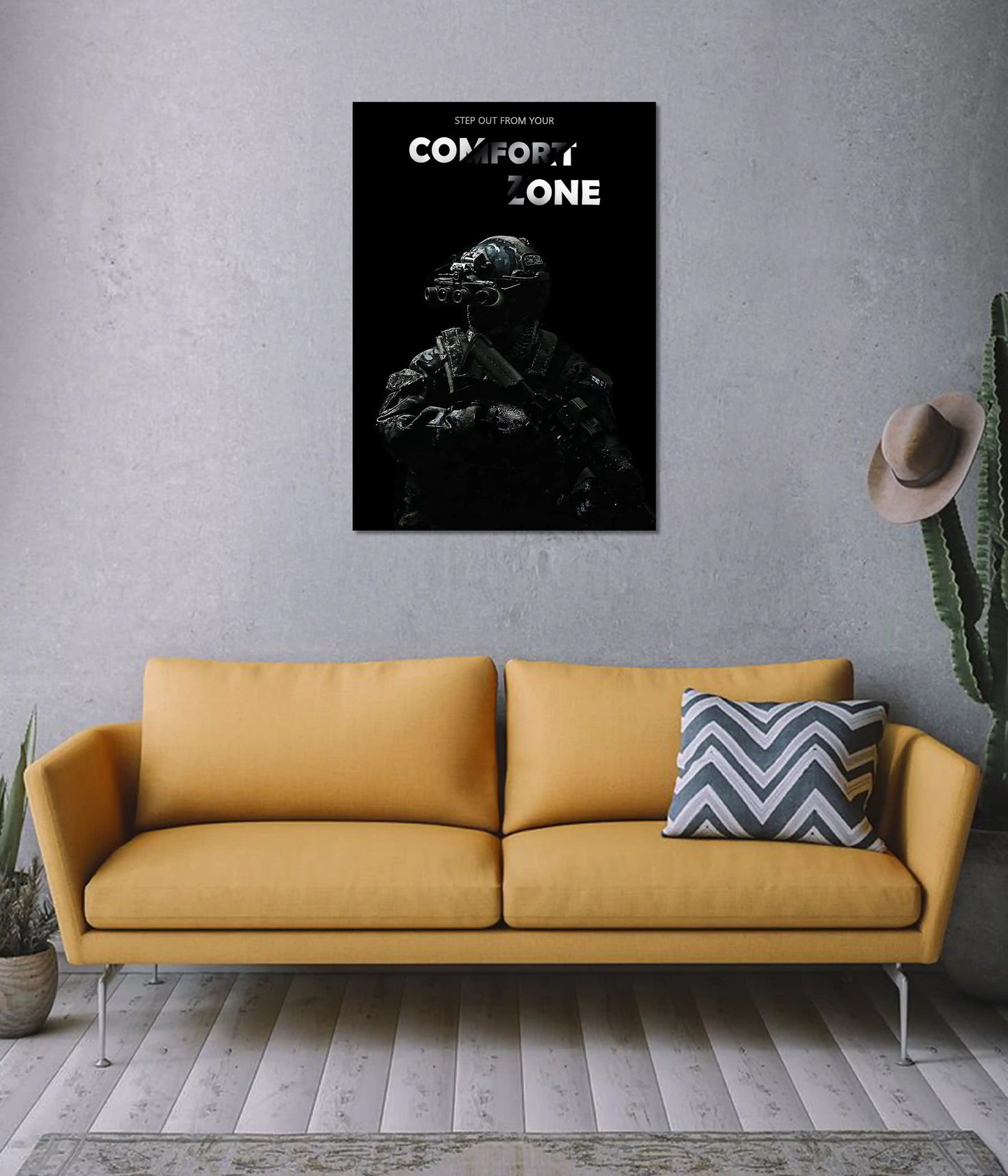 Step Out of Your Comfort Zone Motivational Wall Poster on wall - Everanta