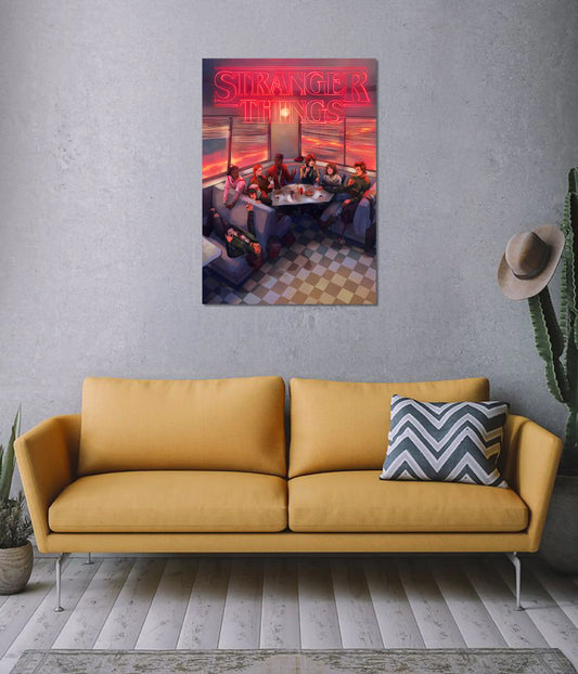 Stranger Things Friends at Diner Wall Poster on Wall - Everanta