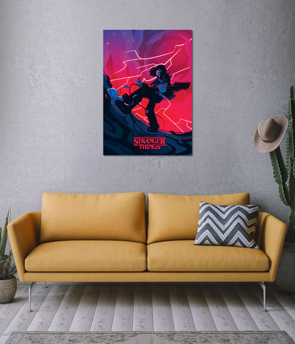 Stranger Things Guitar Battle Poster on Wall - Everanta