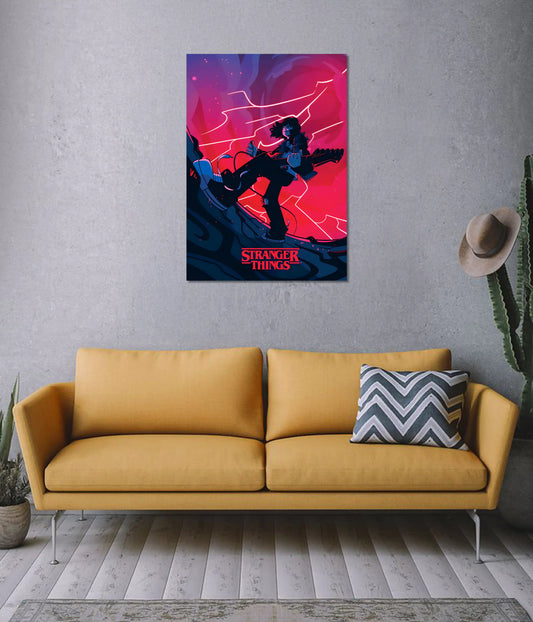 Stranger Things Guitar Battle Poster on Wall - Everanta