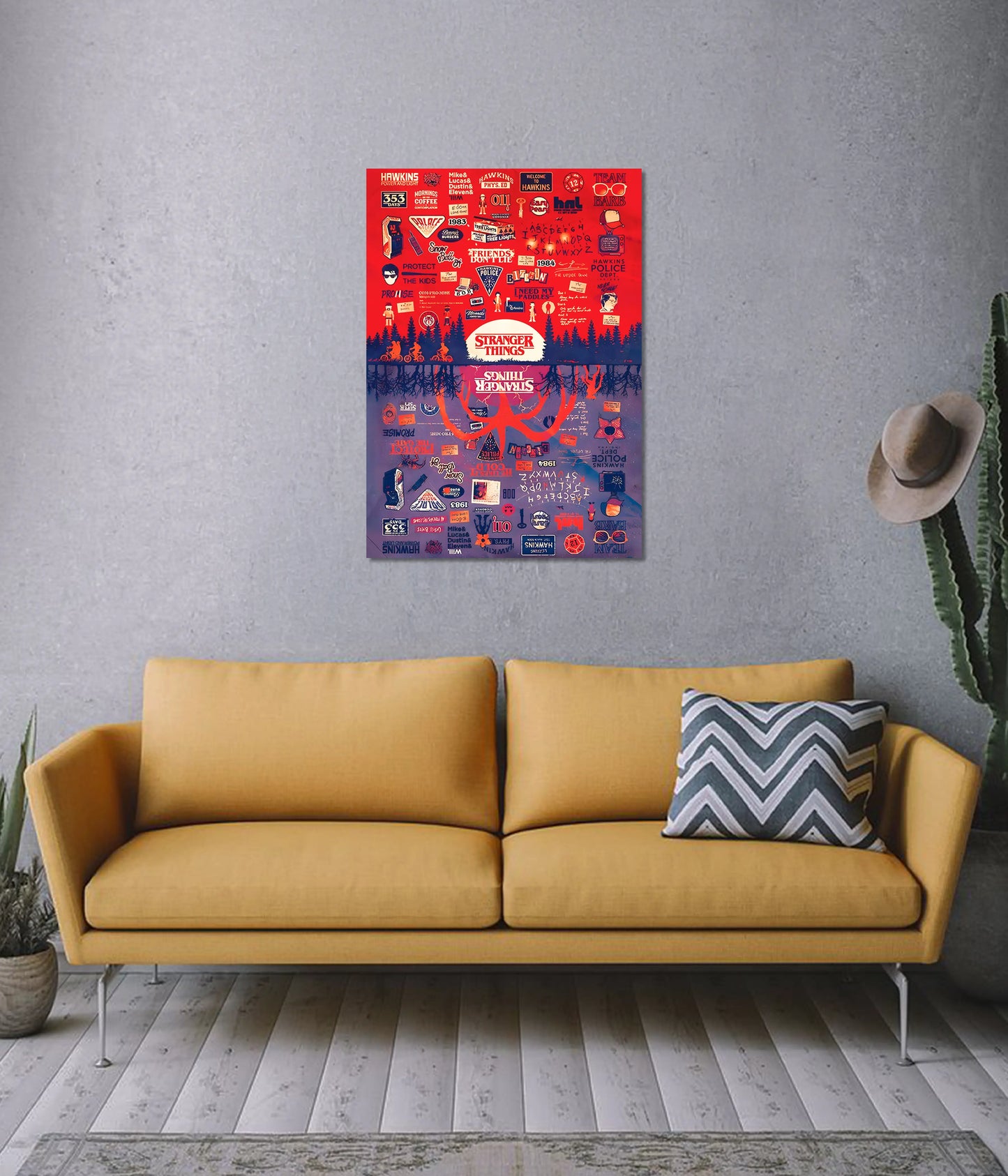 Stranger Things World – Hawkins Retro Wall Poster on Wall - Everanta