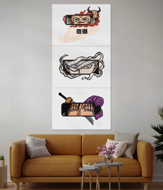 Sukuna, Gojo & Toji Eyes Trio Split Poster - Everanta