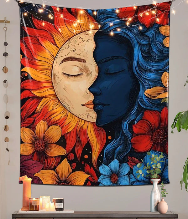 Sun & Moon Harmony Aesthetic Wall Tapestry