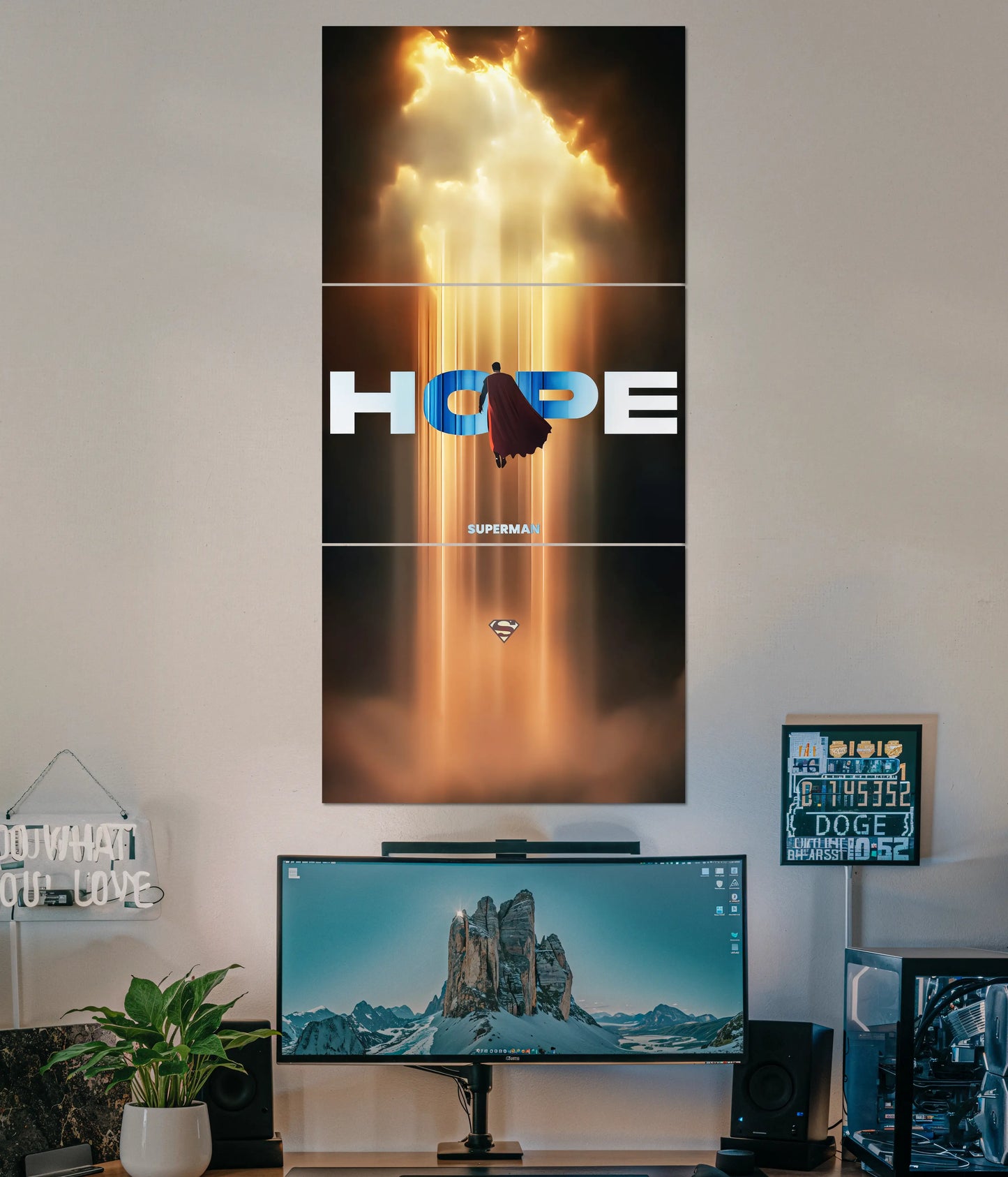 Superman “Hope” Split Wall Poster – Symbol of Strength & Light Main Image - Everanta
