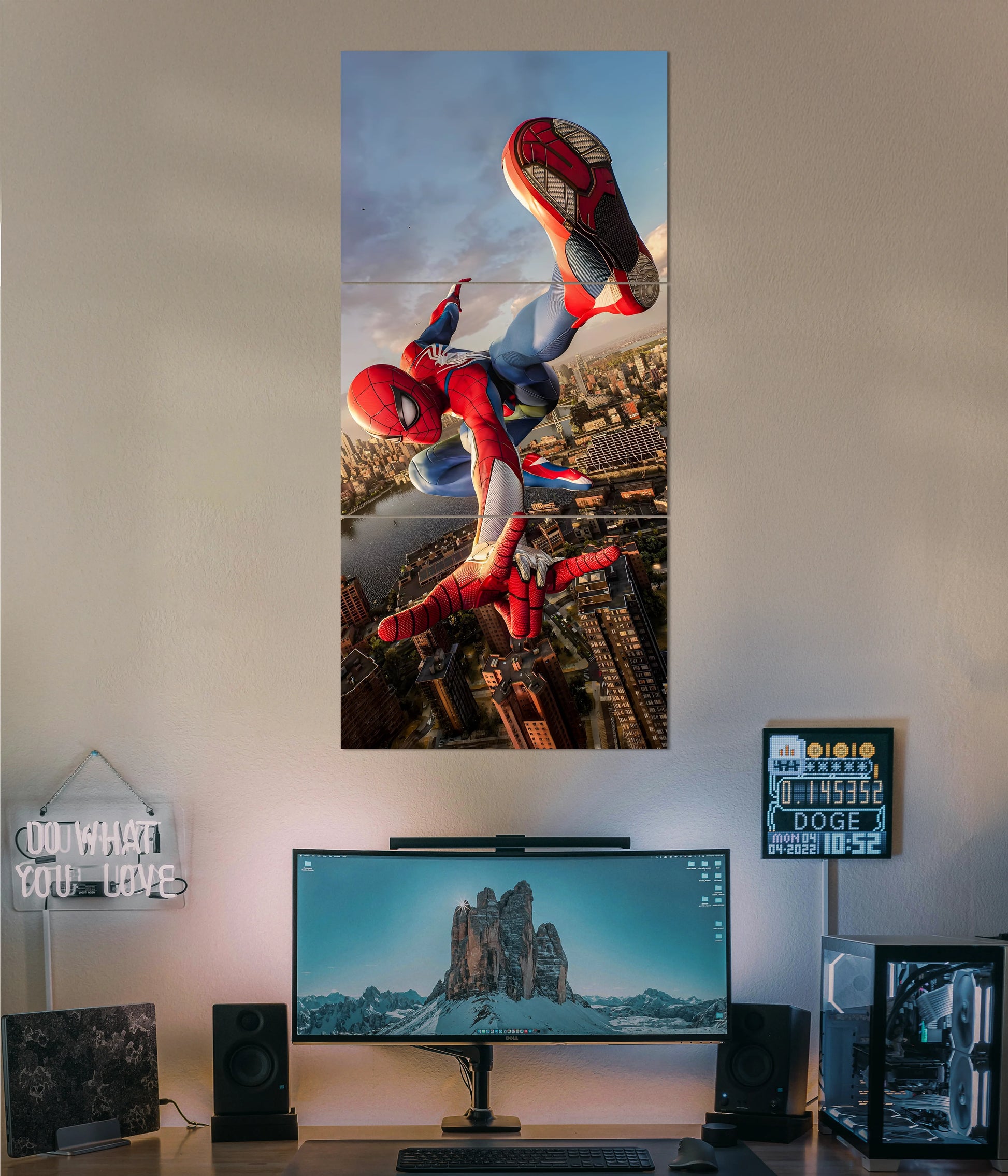 Swinging Above the City – Spiderman Split Wall Poster Main Image - Everanta