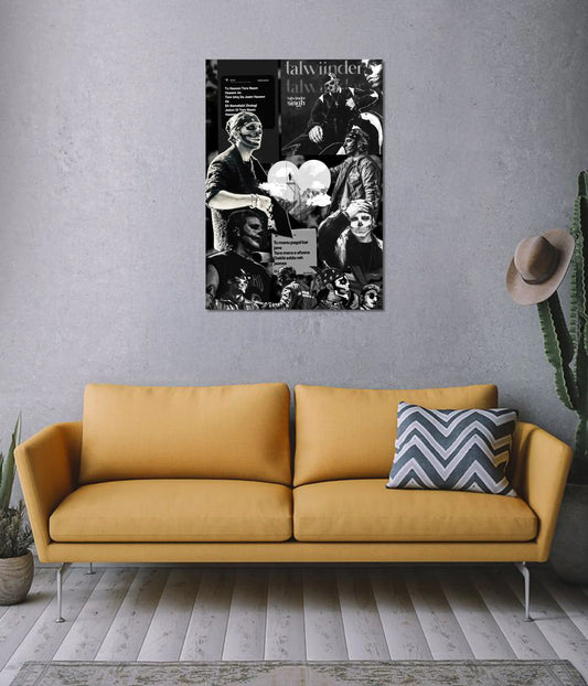 Talwiinder Black & White Lyric Collage Poster on Wall - Everanta