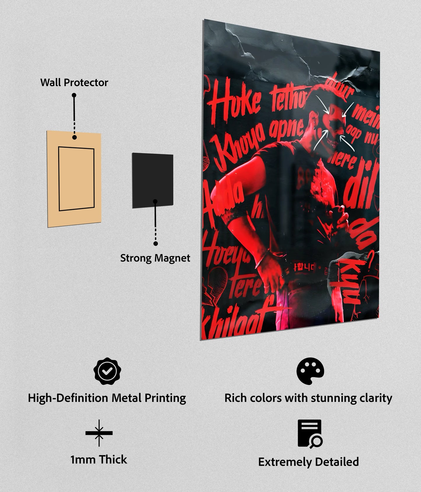 Talwiinder – Raw Red Energy Premium Metal Poster Instructions - Everanta