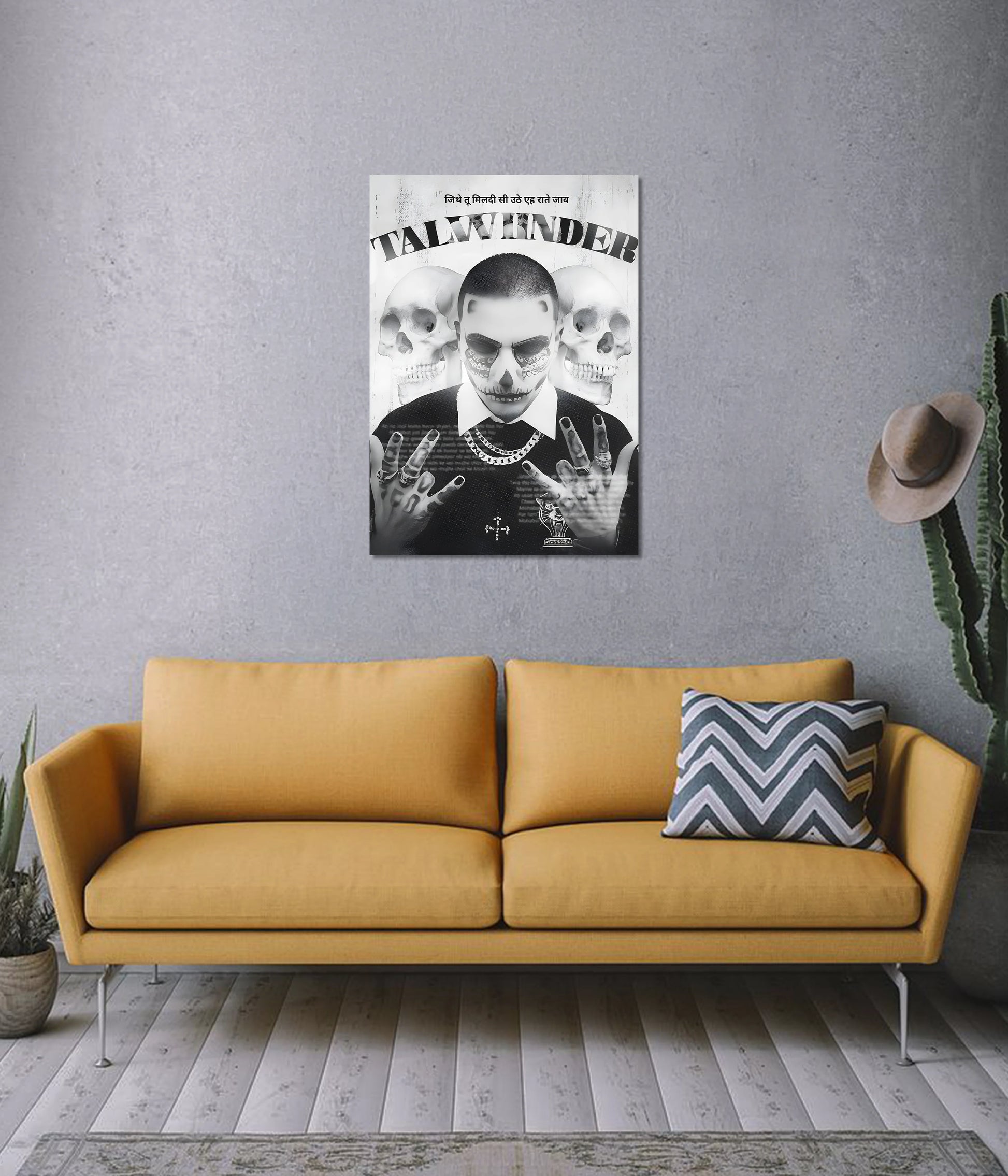 Talwiinder Swag Wall Poster – Bold Black & White Music Art - Everanta