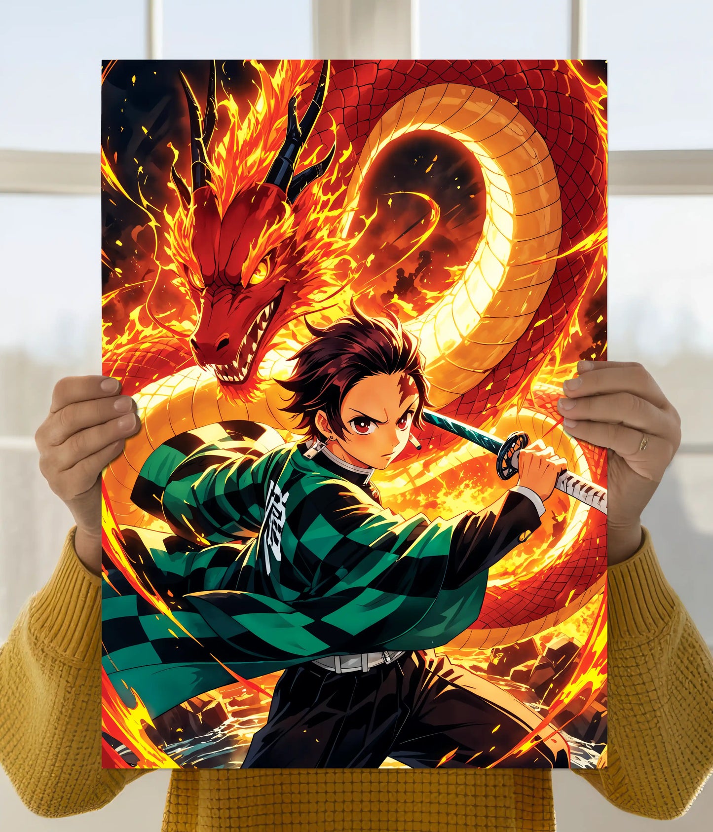 Tanjiro Flame Dragon Demon Slayer Poster Main Image - Everanta