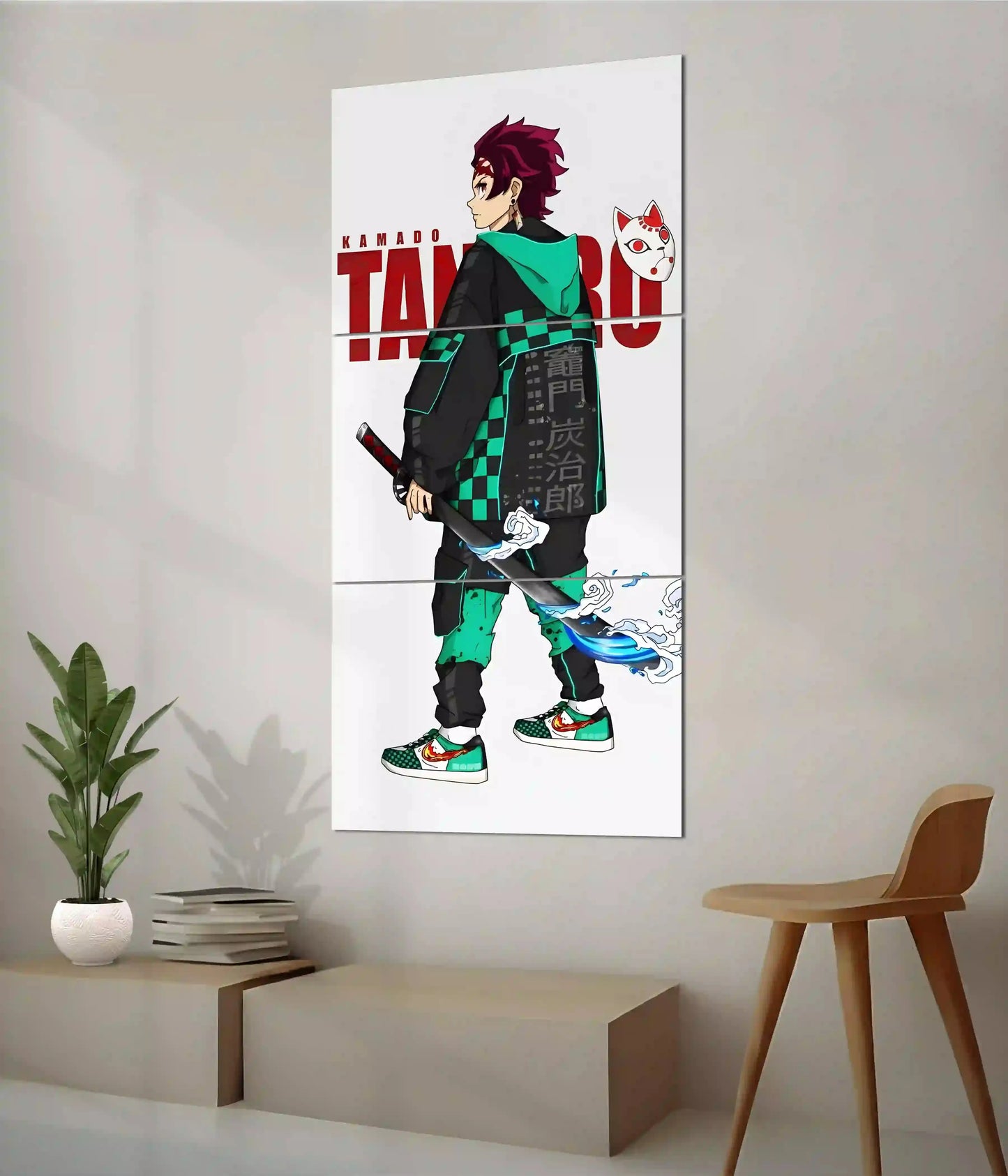 Tanjiro Kamado Minimal 3 Piece Split Poster Side View - Everanta