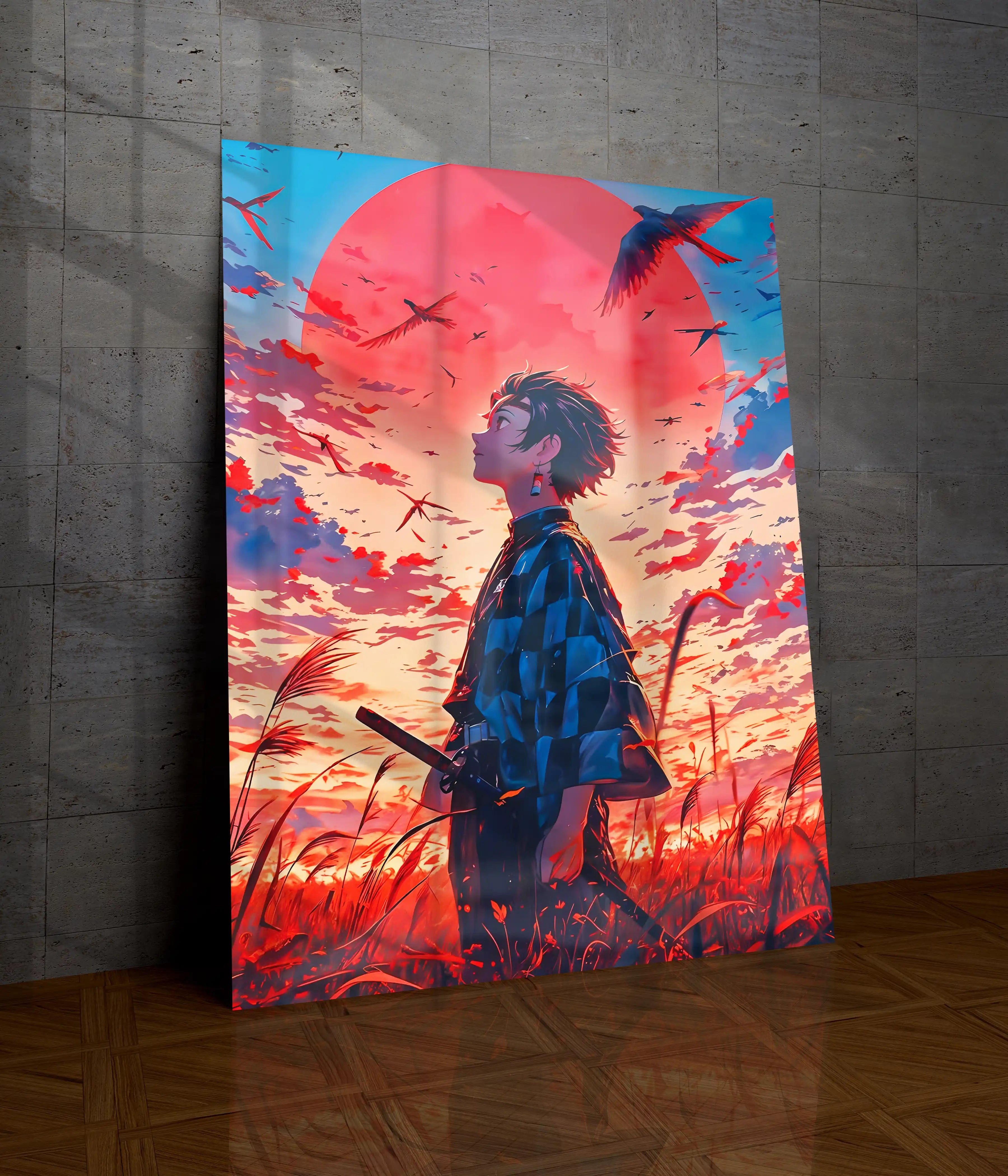 Tanjiro Kamado Sunset Resolve Metal Poster | Everanta