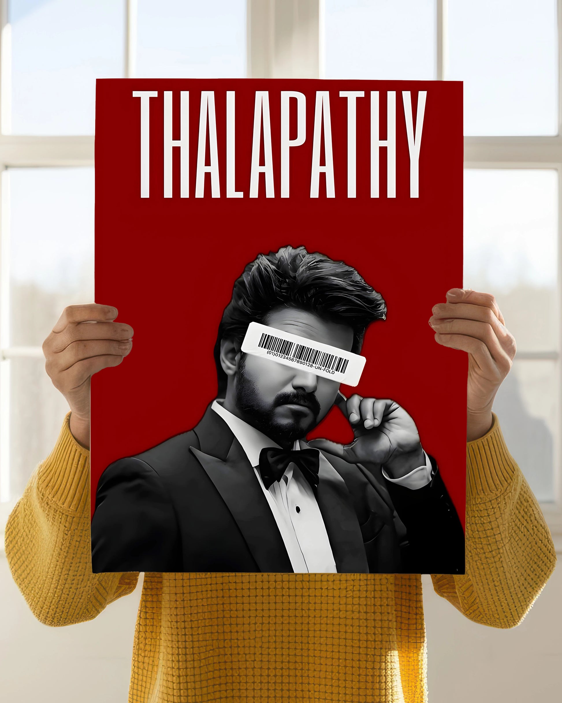 Thalapathy Vijay Wall Poster - Barcode Edition Holding Image - Everanta
