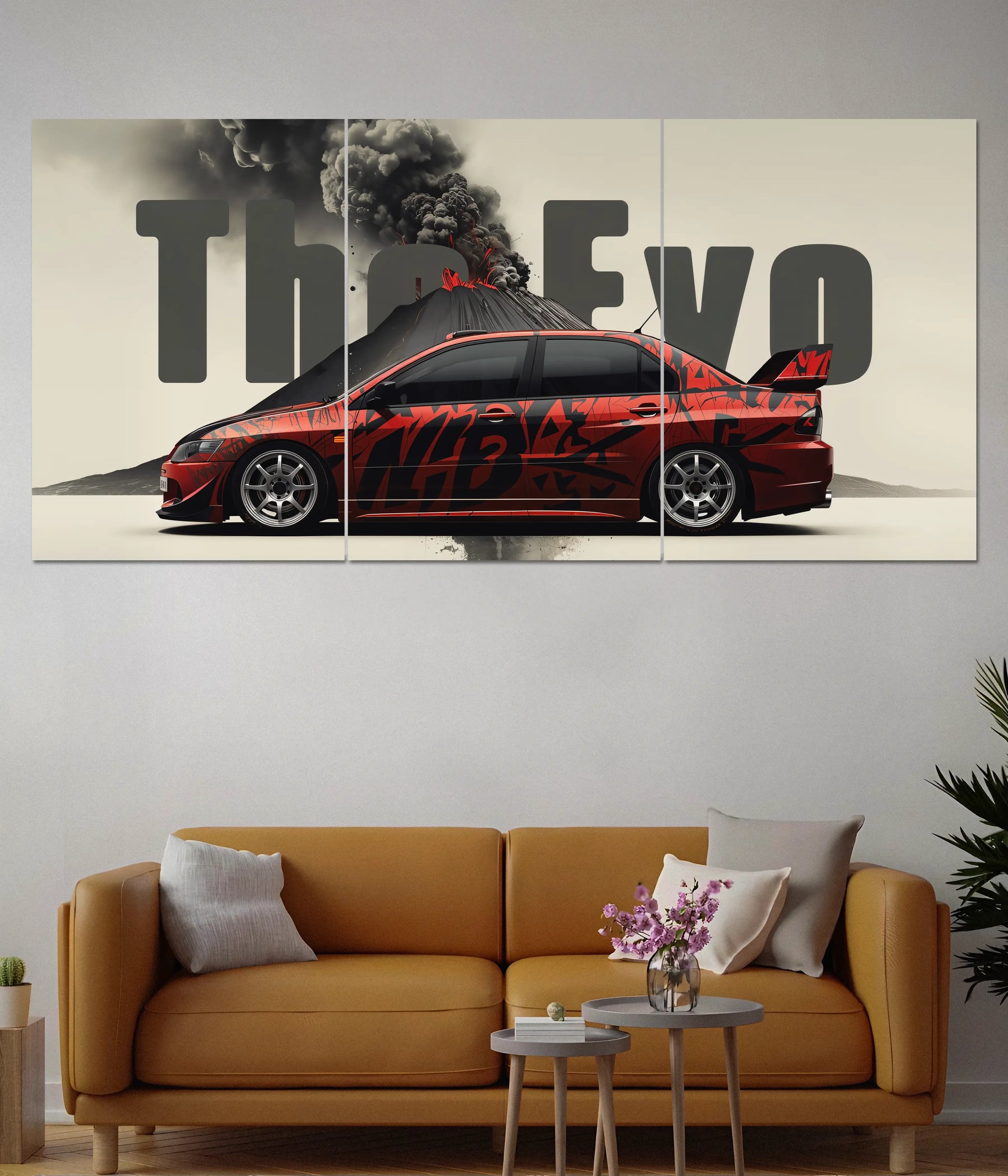 The Evo – Red JDM Split Car Wall Poster - Everanta