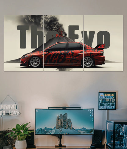 The Evo – Red JDM Split Car Wall Poster Main Image - Everanta