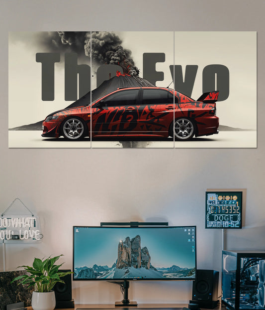 The Evo – Red JDM Split Car Wall Poster Main Image - Everanta