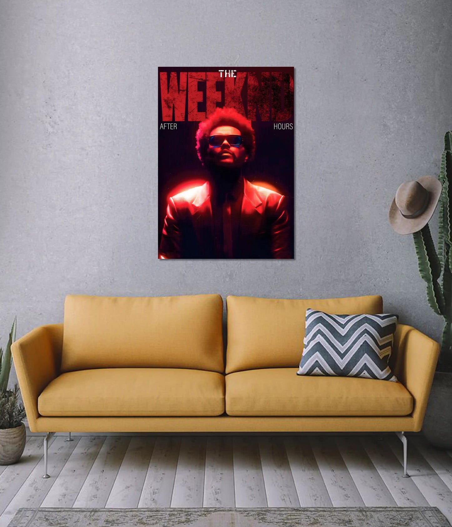 The Weeknd After Hours Neon Glow Wall Poster on Wall - Everanta
