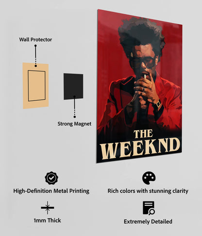 The Weeknd Iconic Red Portrait Metal Poster Instructions - Everanta