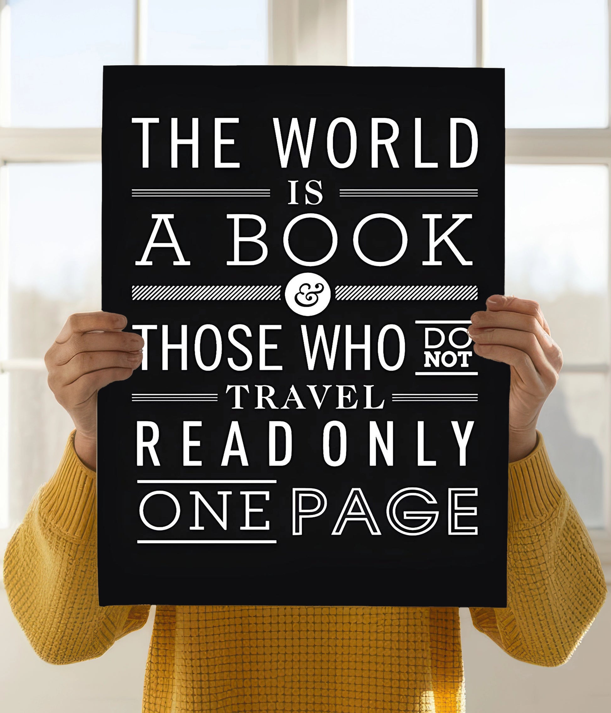 The World Is a Book – Travel Quote Poster for Nature Lovers Holding Image - Everanta