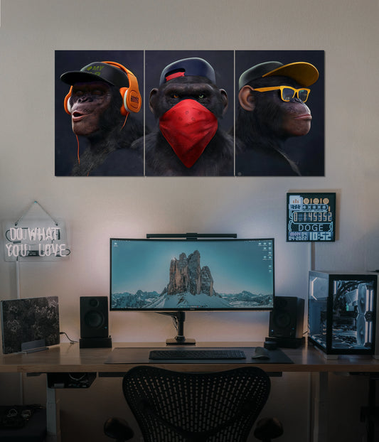Three Wise Monkeys – Modern Urban Split Wall Poster Main Image - Everanta