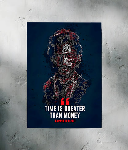 Time Over Money - Money Heist Metal Poster Second Image - Everanta