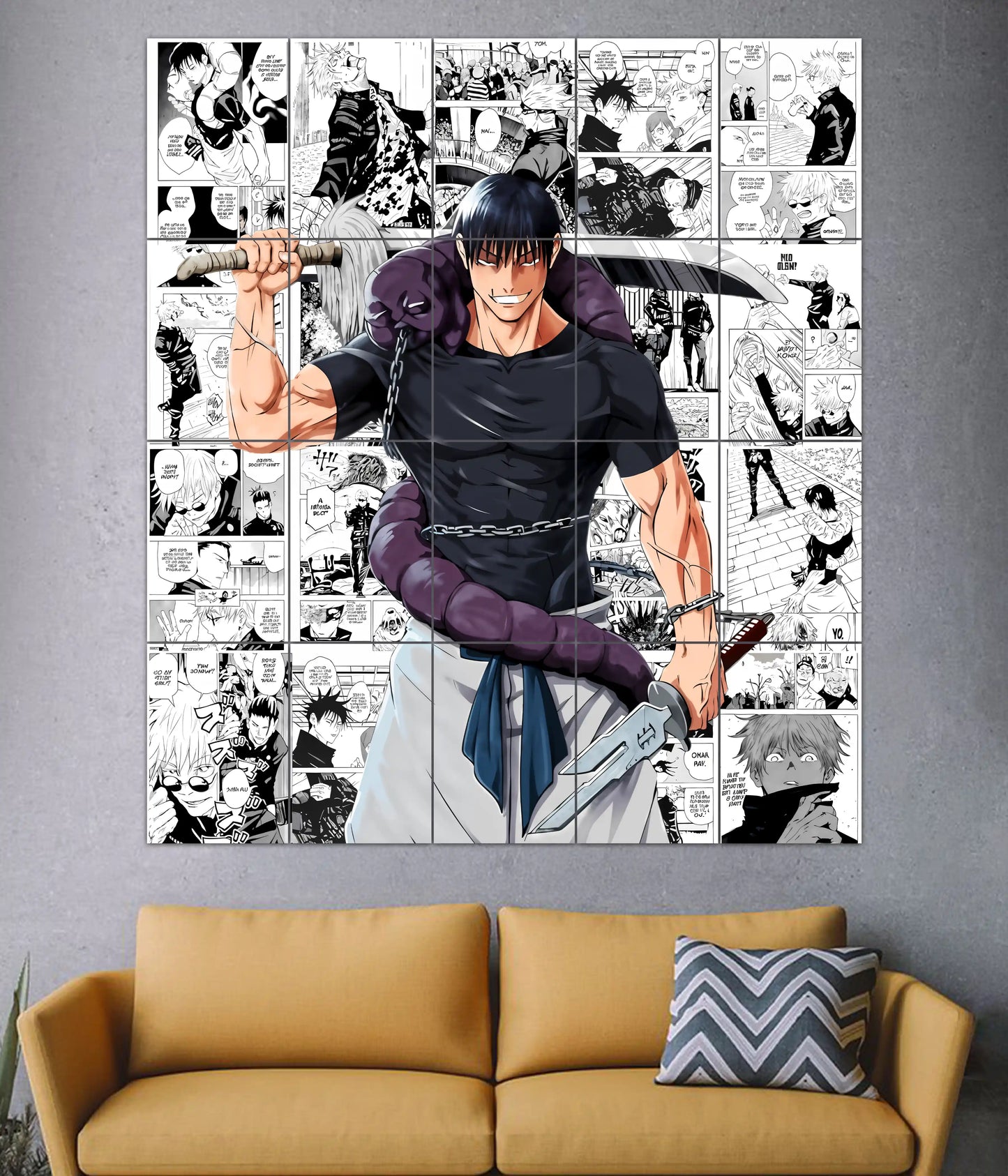 Toji Fushiguro 20-Piece Split Poster in Living Room - Everanta